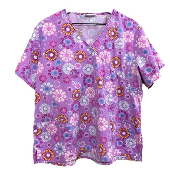 Scrub Tops Lot 3 Disney Life Uniform Destination Women’s XL Pink Purple Black. - Picture 12 of 16